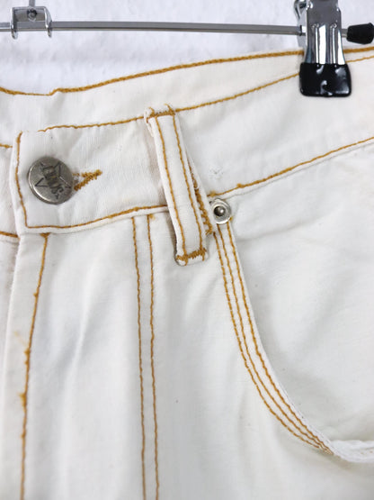 Vintage 80s 90s SOVIET Jeans Straight Leg Baggy Cream White Beige Deadstock W34