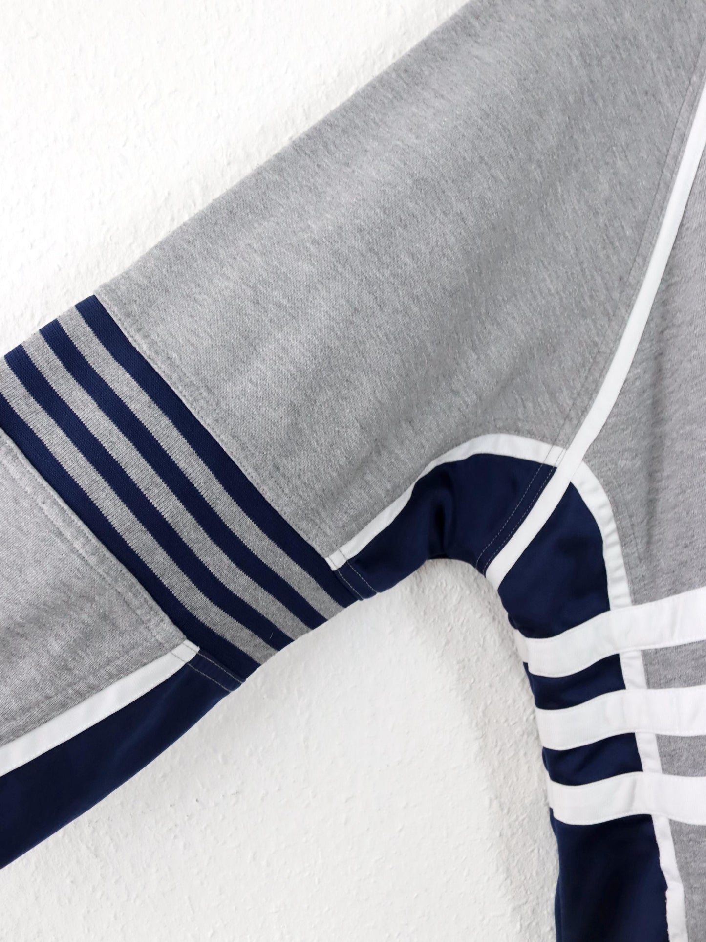 Vintage 80er 90er ADIDAS Trainingsjacke Stehkragen grau dunkelblau D7 L