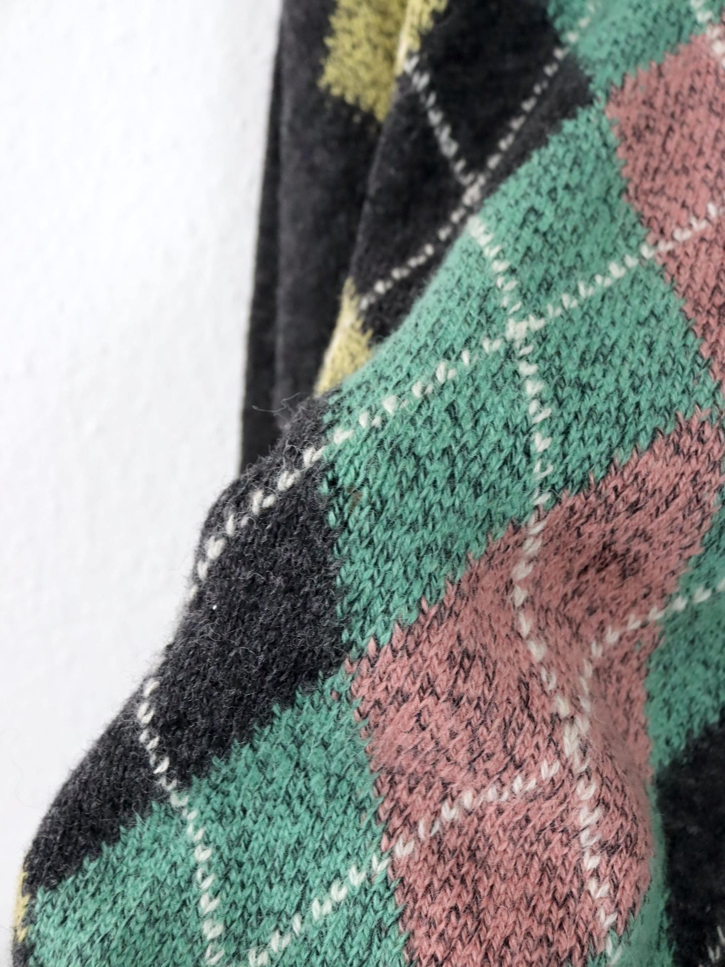 Vintage 80er 90er STEFANEL Wollpullover Kragen kariert Wolle 50 L