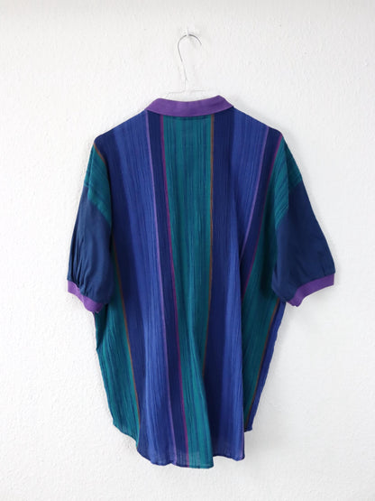 Vintage 80s 90s AUSTRALIAN Short Sleeve Striped Multicolor Shirt L 50