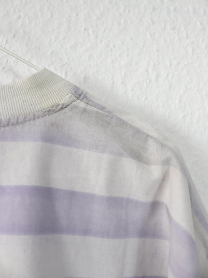 Vintage 80er 90er IN TIME T-Shirt kurzarm gestreift Print weiß rosa L