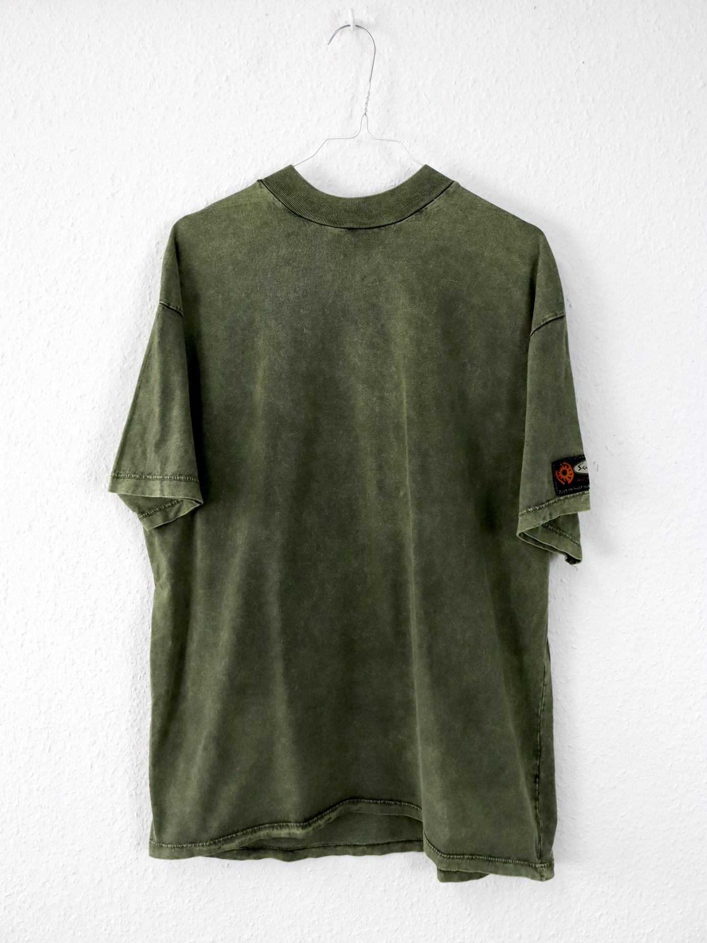 Vintage 80er 90er SURF TEAM T-Shirt kurzarm Backprint grün used look M