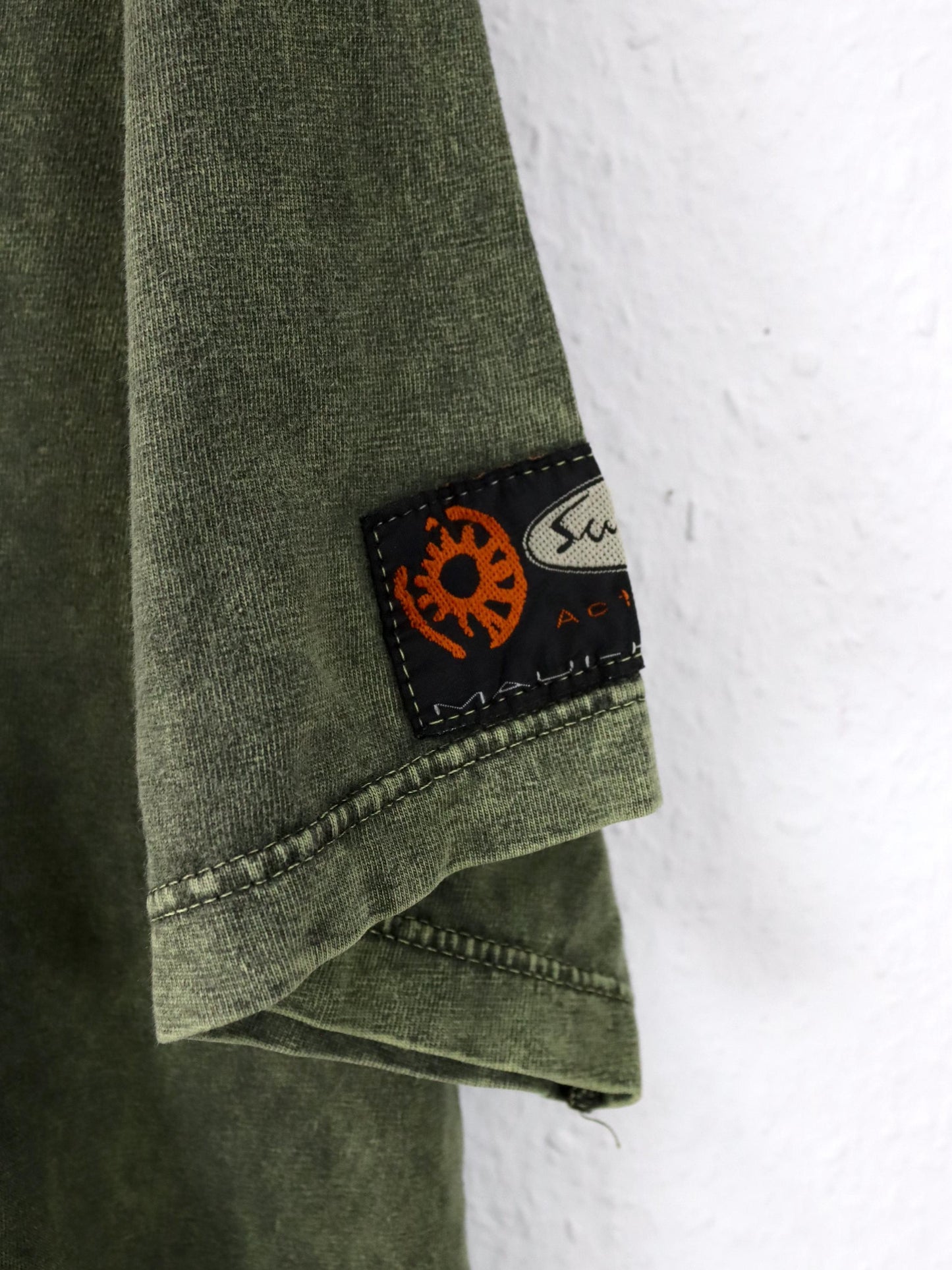 Vintage 80er 90er SURF TEAM T-Shirt kurzarm Backprint grün used look M