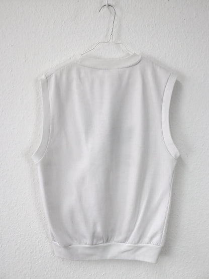 Vintage 90er 00er Y2k ADIDAS Pullunder Sweatshirt weiß dunkelblau Stickerei M