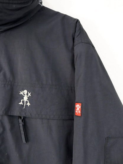Vintage 90er 00er Y2k EXES Skijacke Winterjacke gefüttert schwarz Backprint XS/S 152