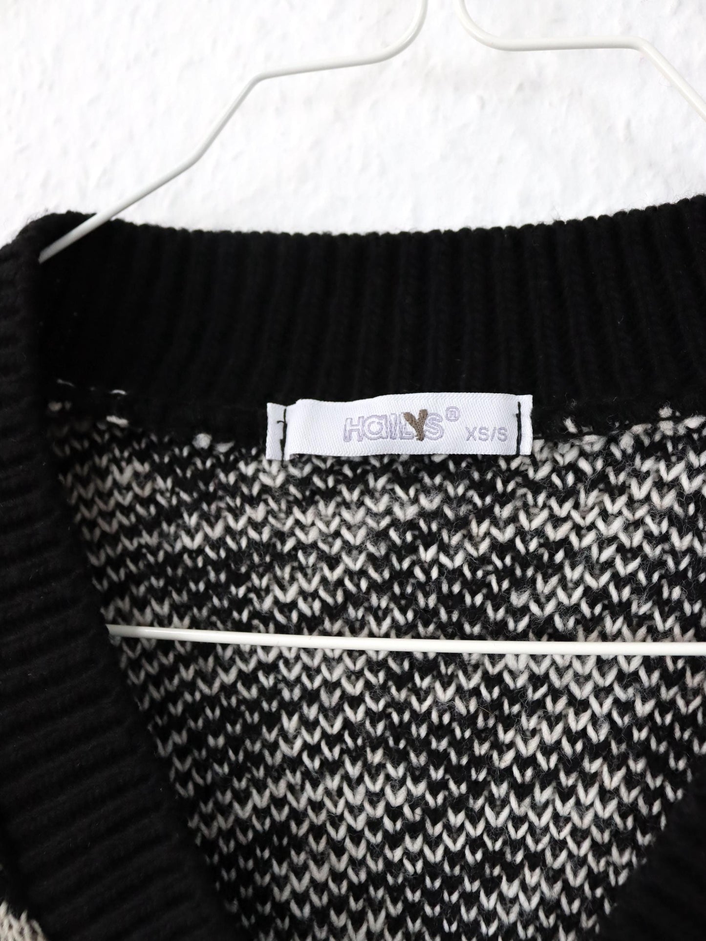 Vintage 90er 00er Y2k HAILYS Pullunder Hahnentrittmuster schwarz weiß XS/S