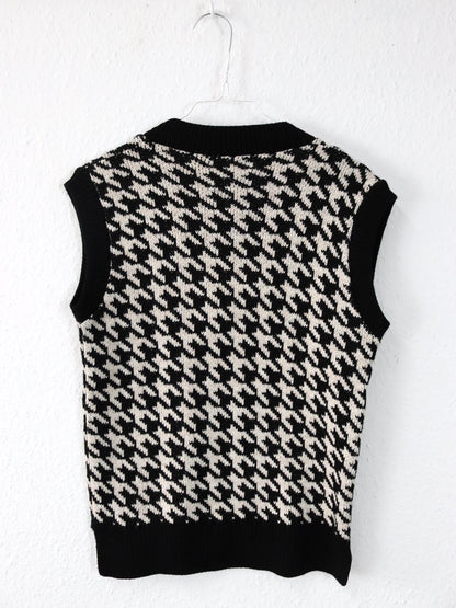 Vintage 90er 00er Y2k HAILYS Pullunder Hahnentrittmuster schwarz weiß XS/S