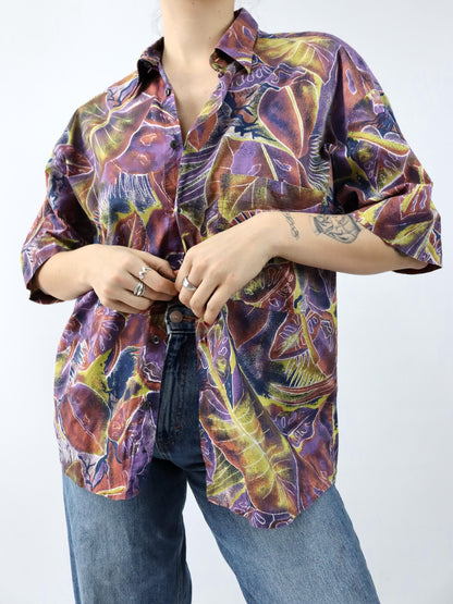 Vintage 80er 90er MF COLLECTION Hemd kurzarm crazy pattern XL