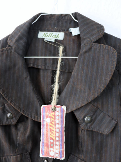 Vintage 90s 00s Y2k KILLAH Blazer Jacket crop brown striped Deadstock S