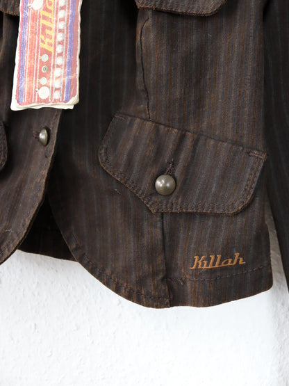 Vintage 90s 00s Y2k KILLAH Blazer Jacket crop brown striped Deadstock S