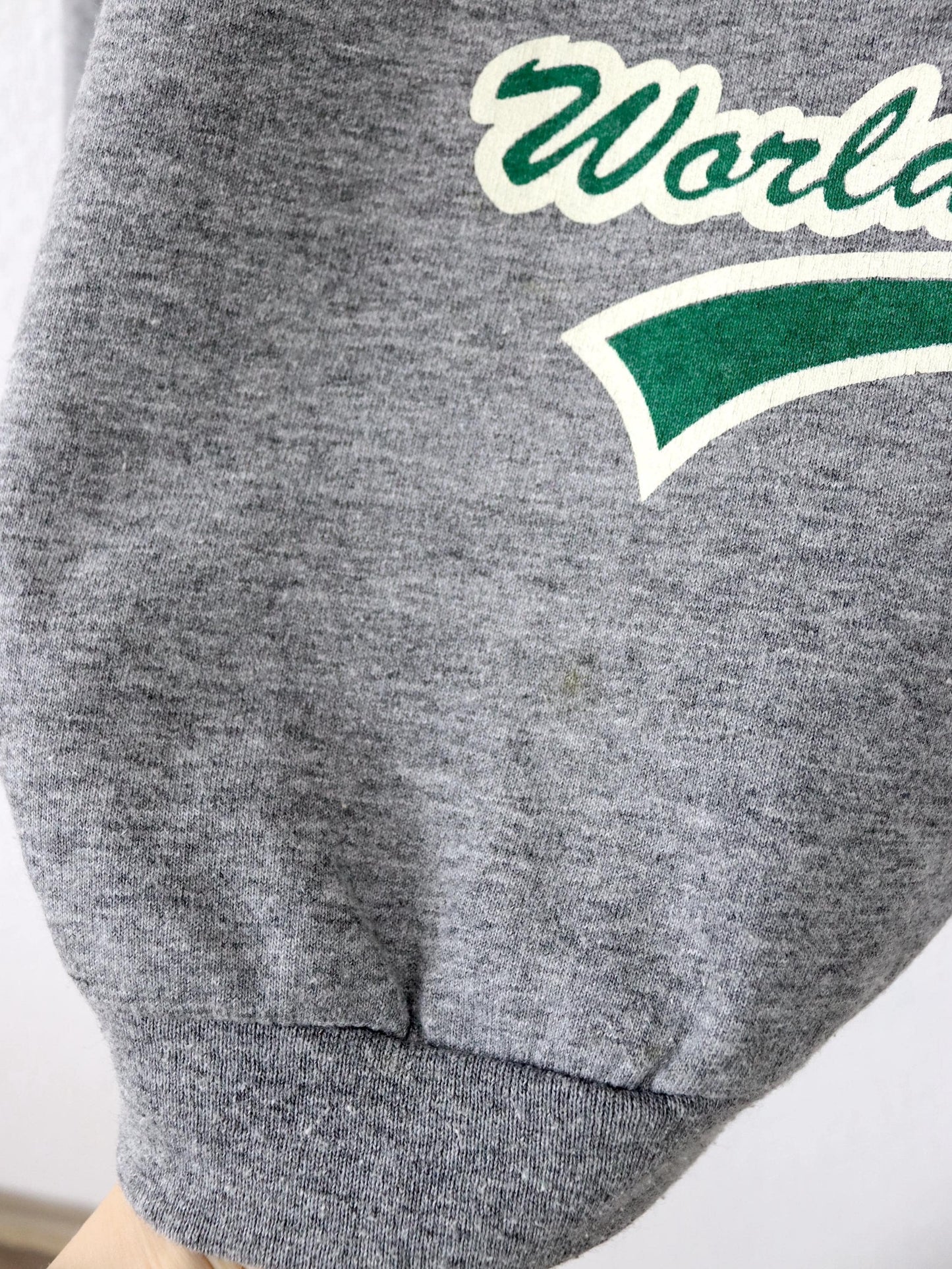 Vintage 80s 90s Sweatshirt Pullover Stand-up Collar Gray Blue Green L