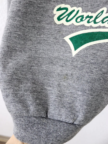 Vintage 80s 90s Sweatshirt Pullover Stand-up Collar Gray Blue Green L
