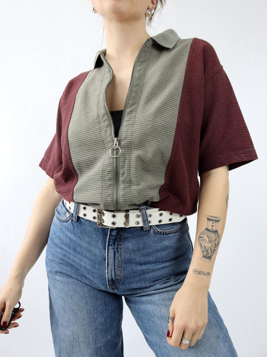 Vintage 80er 90er ADIDAS Poloshirt T-Shirt Reißverschluss Patch 164 S