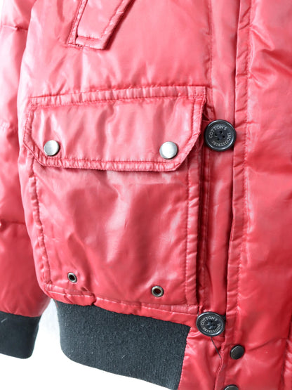 Vintage 00s Y2K COTTONS INDUSTRIES Lined Down Jacket Red Fur Collar Italy Japan Style 40/42