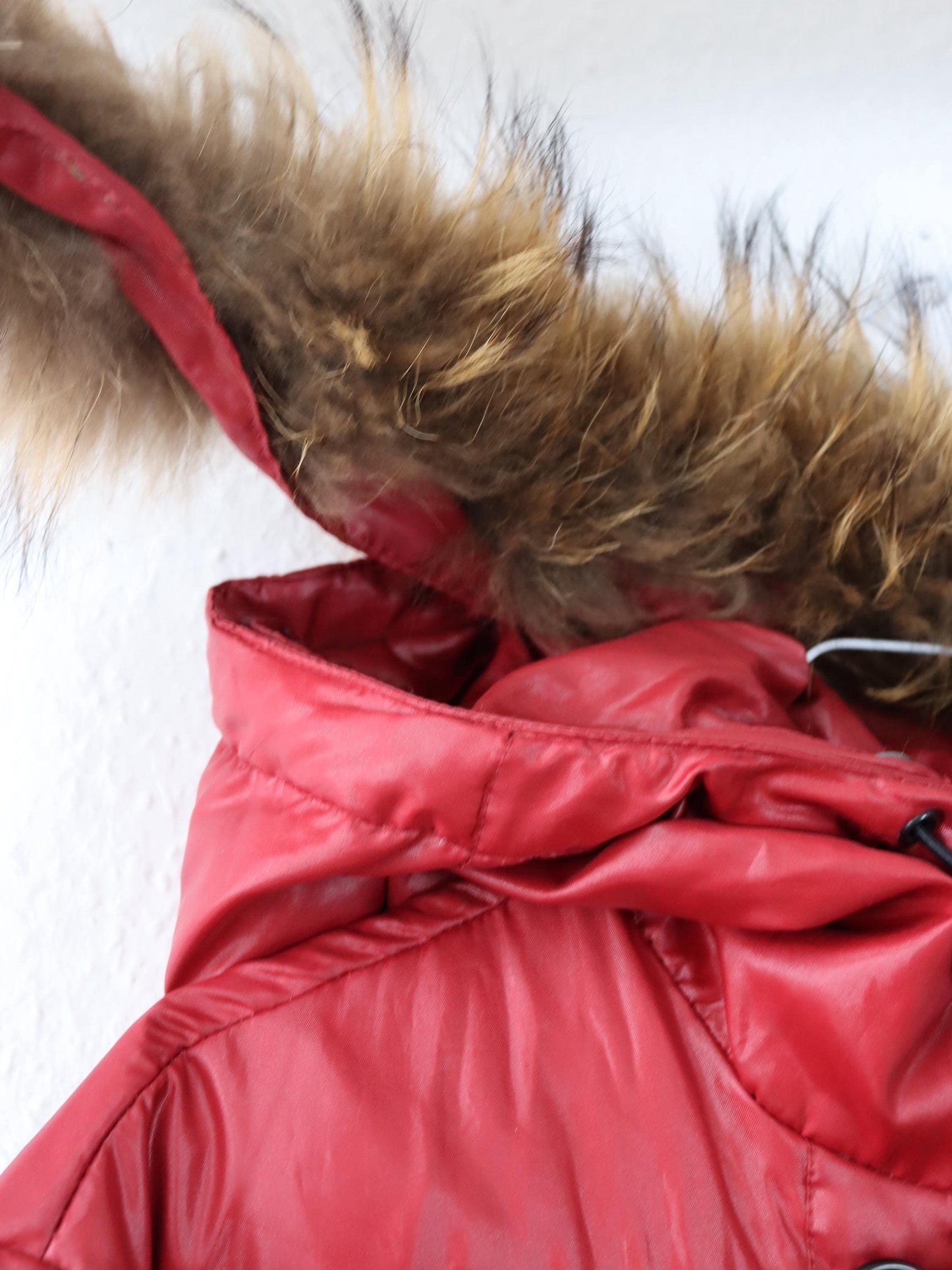 Vintage 00s Y2K COTTONS INDUSTRIES Lined Down Jacket Red Fur Collar Italy Japan Style 40/42