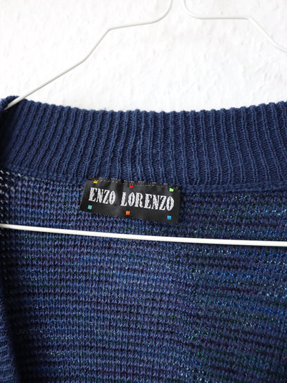 Vintage 80s 90s ENZO LORENZO Cardigan crazy pattern 50 M/L