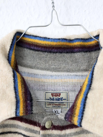 Vintage 80s 90s LEVIS Wool Shirt long sleeve wool striped XL