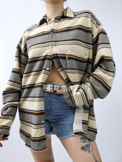 Vintage 80s 90s LEVIS Wool Shirt long sleeve wool striped XL