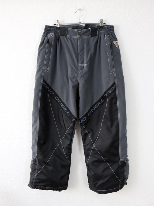 Vintage 90er 00er ONEILL Snowboardhose Skihose Baggy Pants schwarz grau 52 L