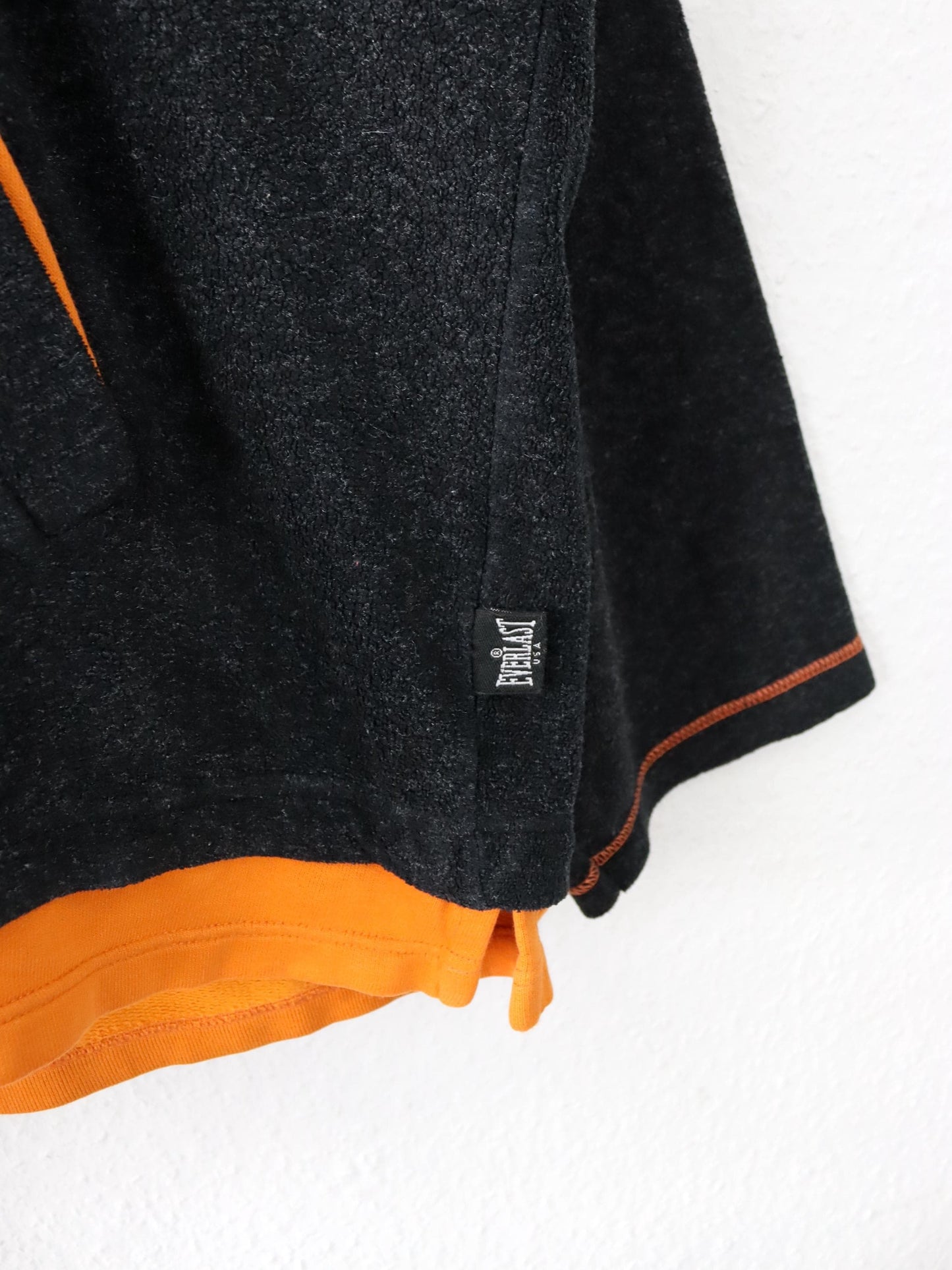 Vintage 90s 00s EVERLAST Hoodie Pullover grey orange Fleece XL