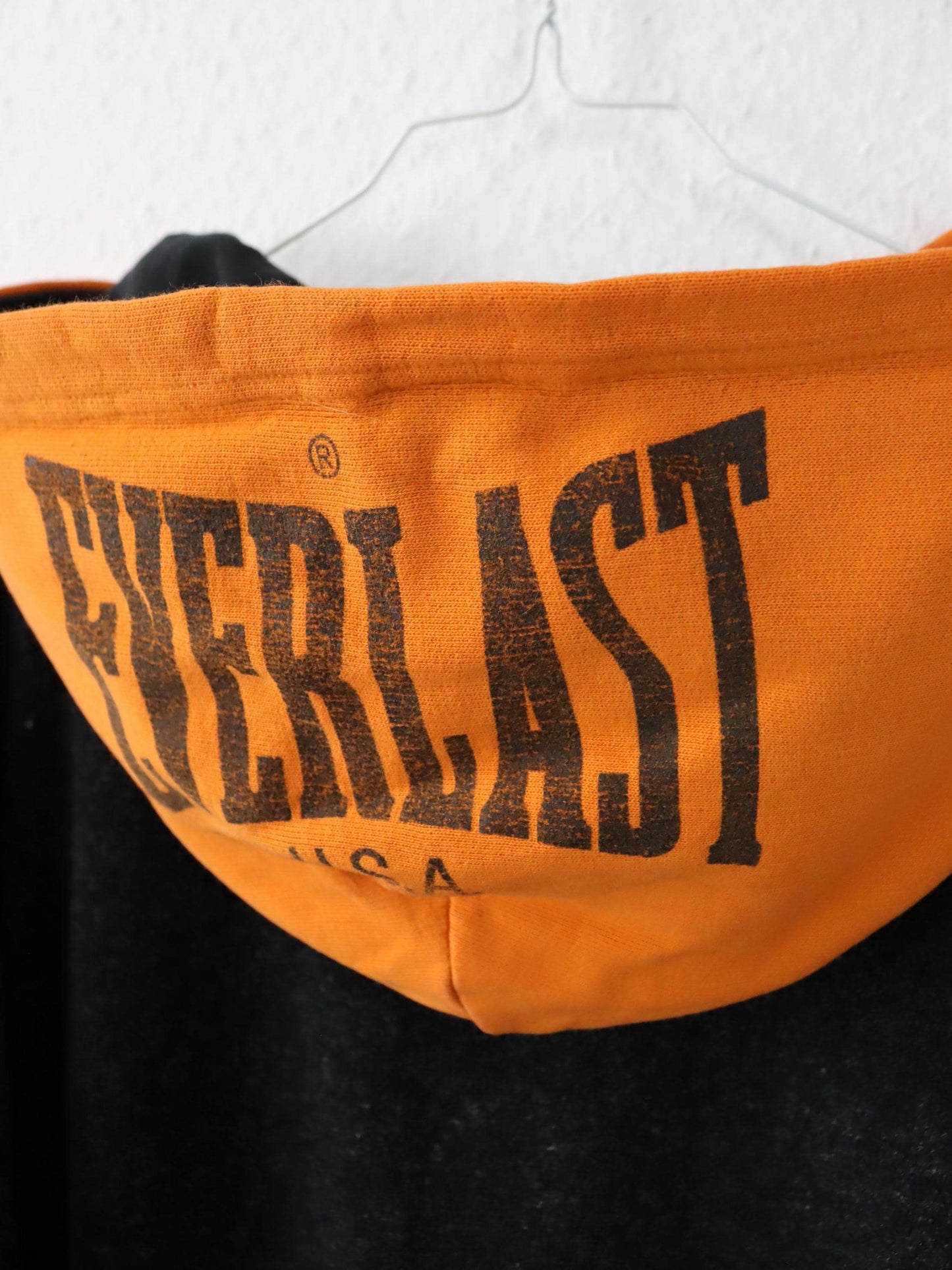Vintage 90s 00s EVERLAST Hoodie Pullover grey orange Fleece XL