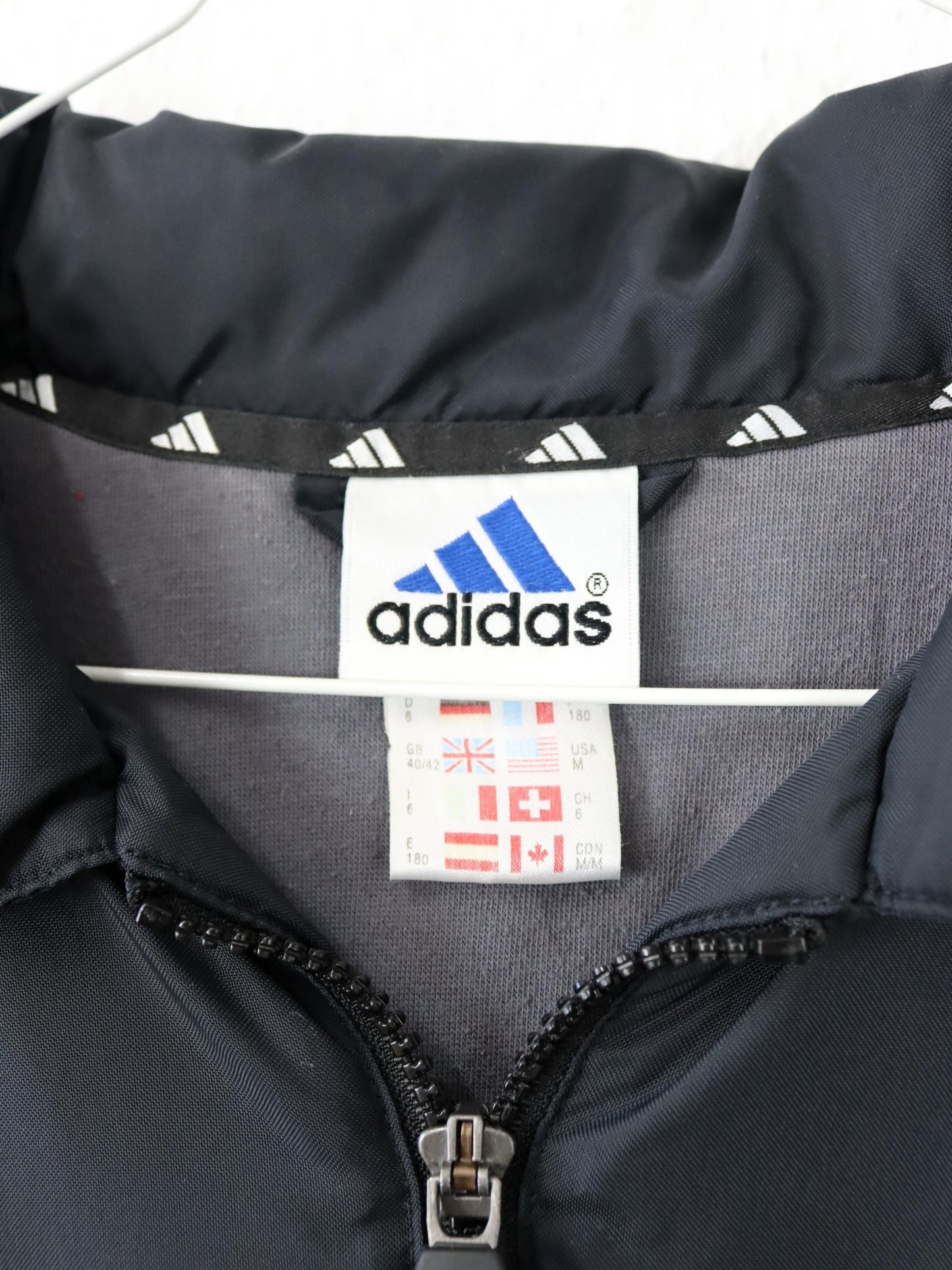 Vintage 80s 90s ADIDAS jacket lightly lined collar black blue D6 M