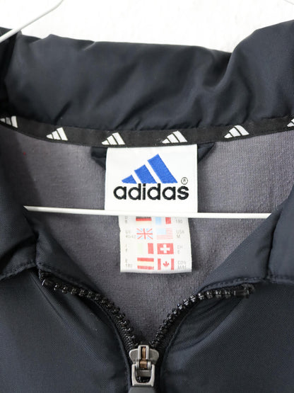Vintage 80s 90s ADIDAS jacket lightly lined collar black blue D6 M