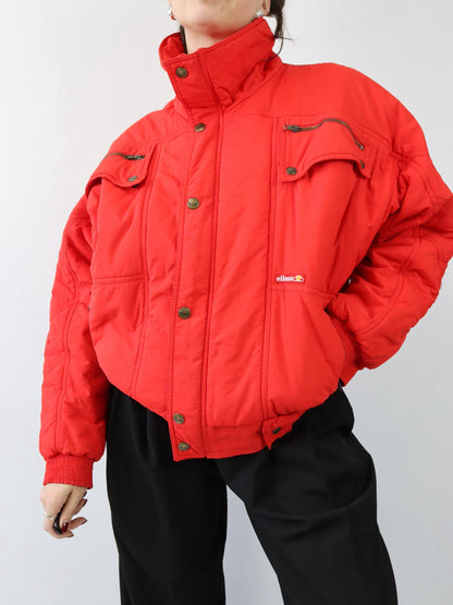 Vintage 80s 90s ELLESSE Winter Jacket Shoulder Pads Lined Red 48 M