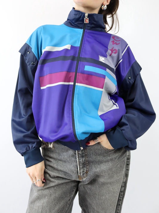 Vintage 80er 90er CAMPAGNOLO Trainingsjacke Weste Stehkragen crazy pattern 50 L