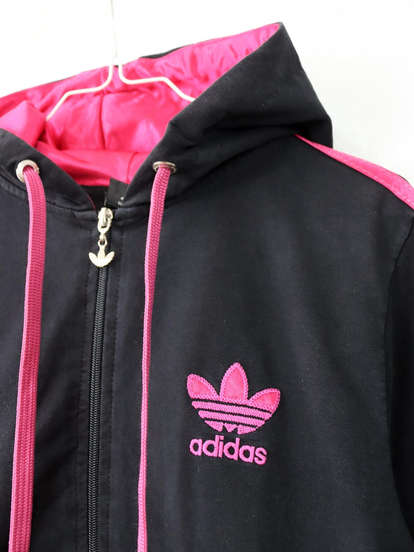Vintage 00s Y2k ADIDAS Track Jacket Hoodie black pink M