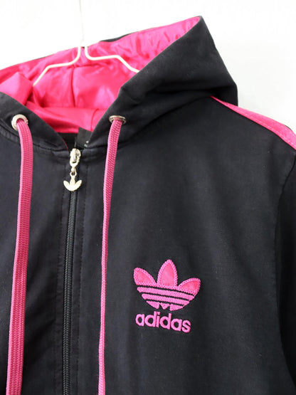 Vintage 00s Y2k ADIDAS Track Jacket Hoodie black pink M