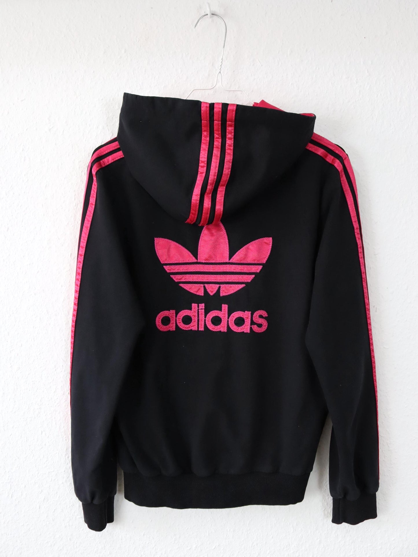 Vintage 00s Y2k ADIDAS Track Jacket Hoodie black pink M