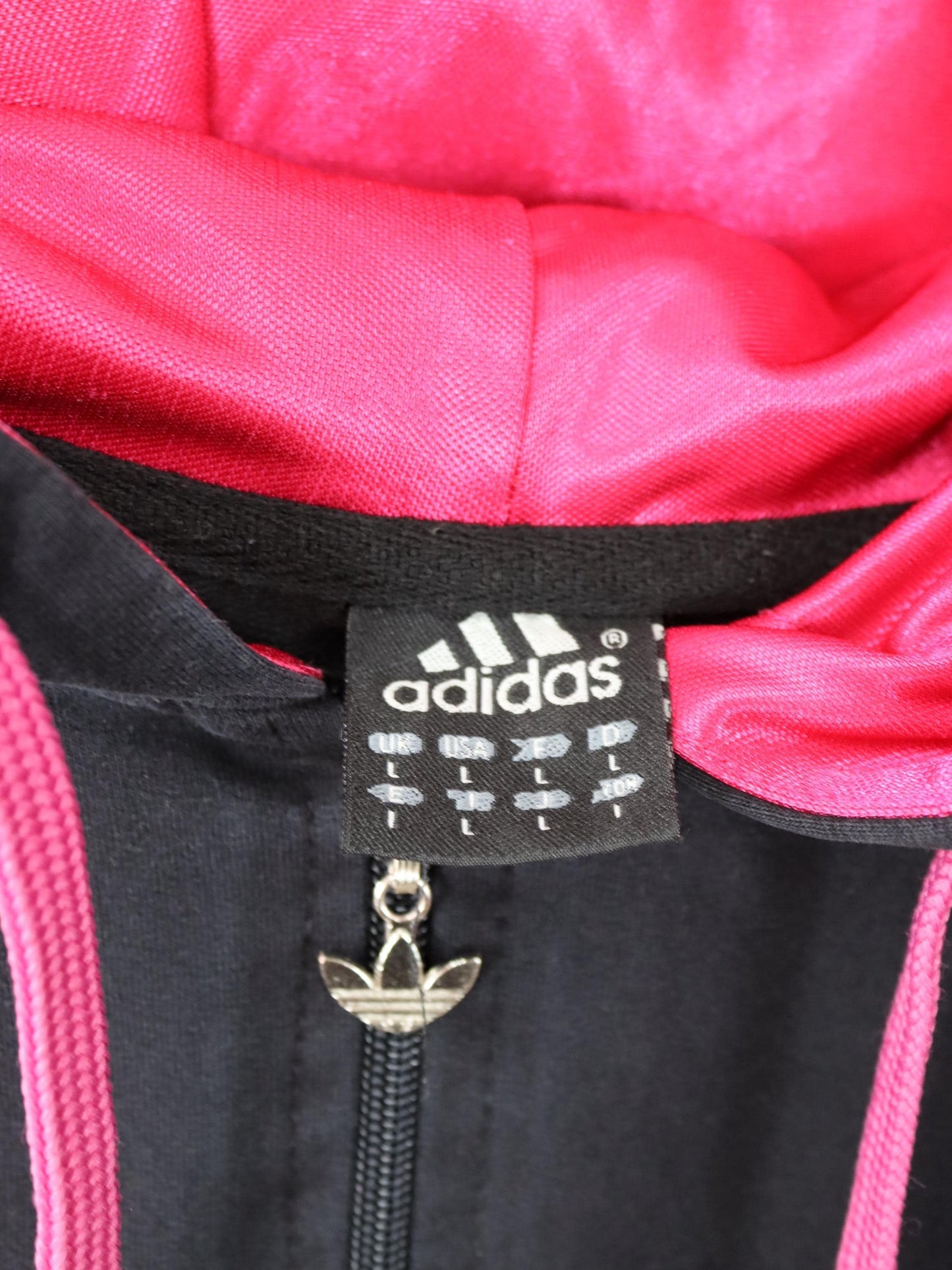 Vintage 00s Y2k ADIDAS Track Jacket Hoodie black pink M