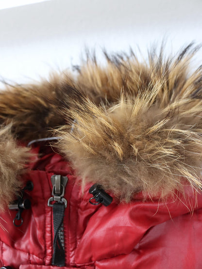 Vintage 00s Y2K COTTONS INDUSTRIES Lined Down Jacket Red Fur Collar Italy Japan Style 40/42