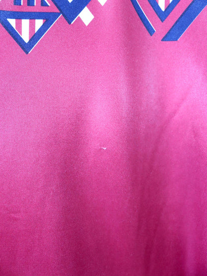 Vintage 80s 90s BASRY Jersey long sleeve crazy pattern red white L