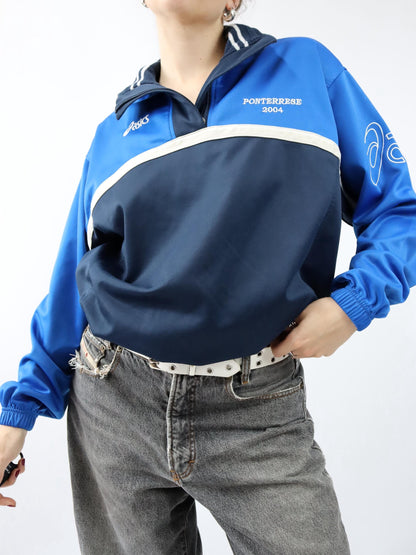 Vintage 00er Y2k ASICS Sweatshirt Pullover blau Ponterrese 2004 M