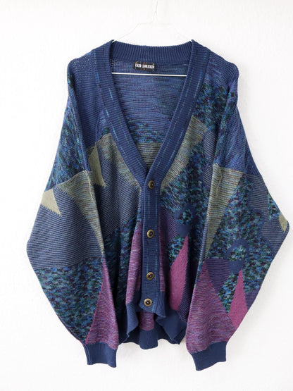Vintage 80s 90s ENZO LORENZO Cardigan crazy pattern 50 M/L