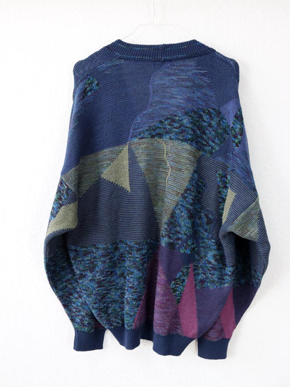 Vintage 80s 90s ENZO LORENZO Cardigan crazy pattern 50 M/L