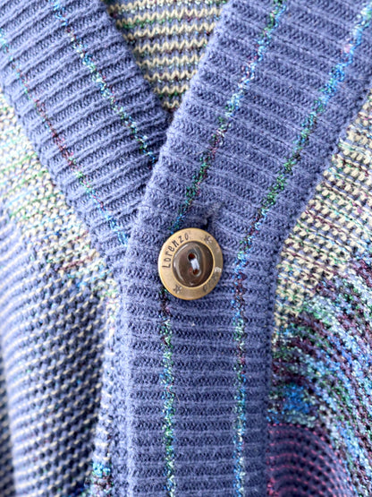 Vintage 80s 90s ENZO LORENZO Cardigan crazy pattern 50 M/L