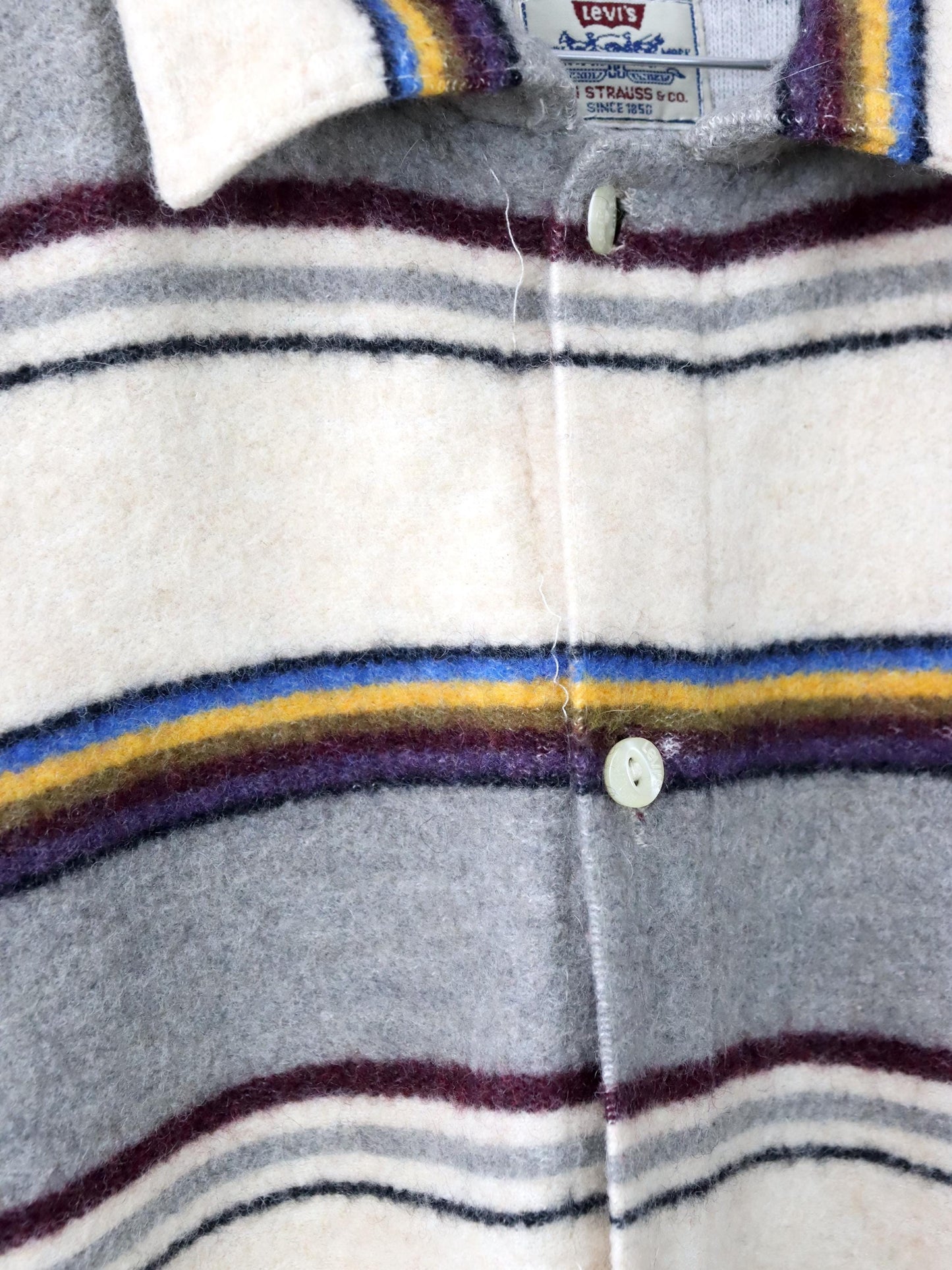 Vintage 80s 90s LEVIS Wool Shirt long sleeve wool striped XL
