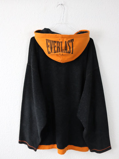 Vintage 90s 00s EVERLAST Hoodie Pullover grey orange Fleece XL