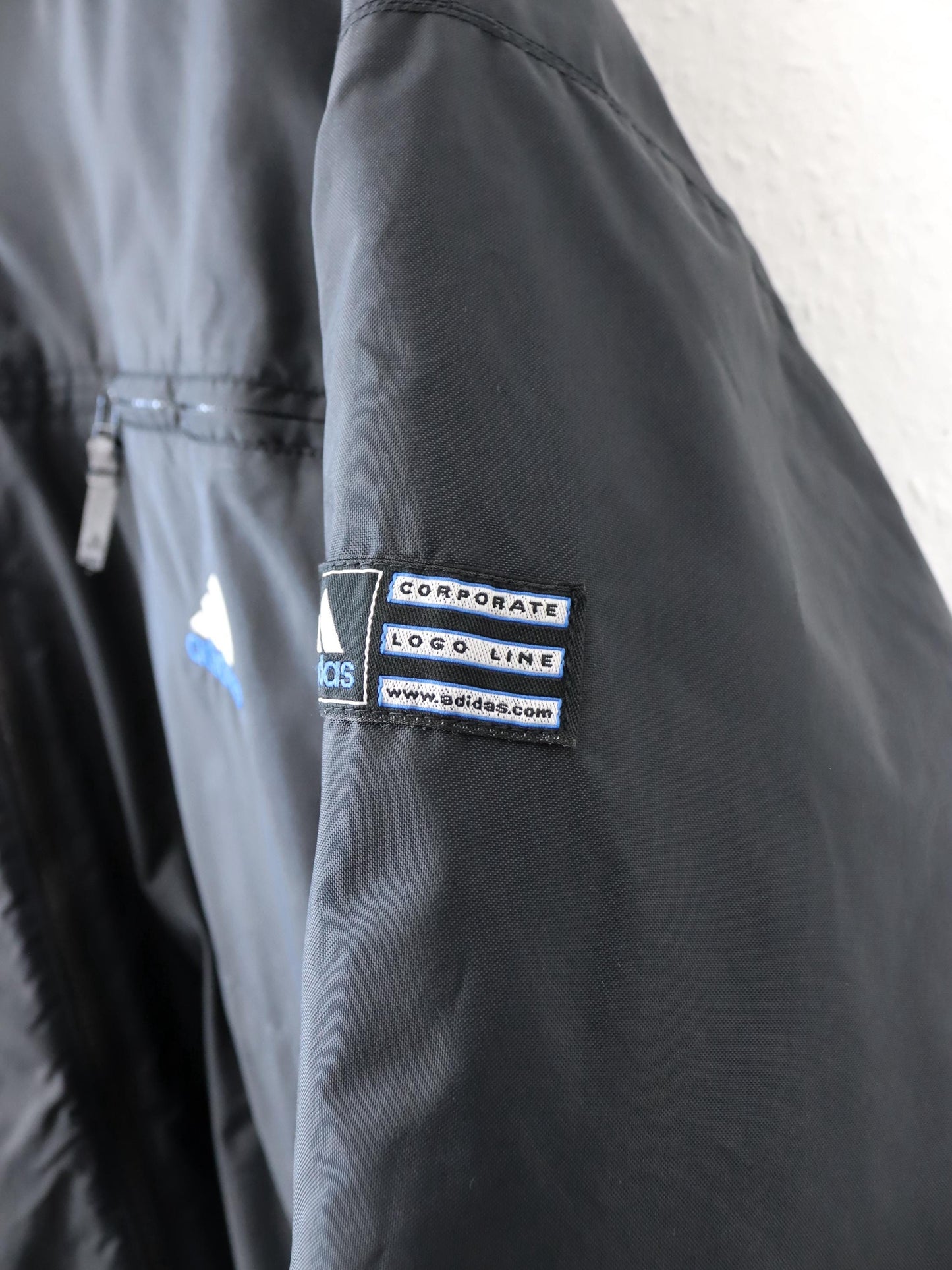 Vintage 80s 90s ADIDAS jacket lightly lined collar black blue D6 M