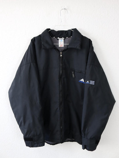 Vintage 80s 90s ADIDAS jacket lightly lined collar black blue D6 M