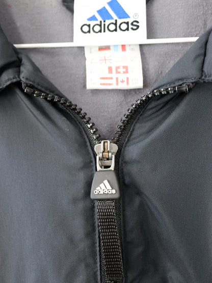 Vintage 80s 90s ADIDAS jacket lightly lined collar black blue D6 M