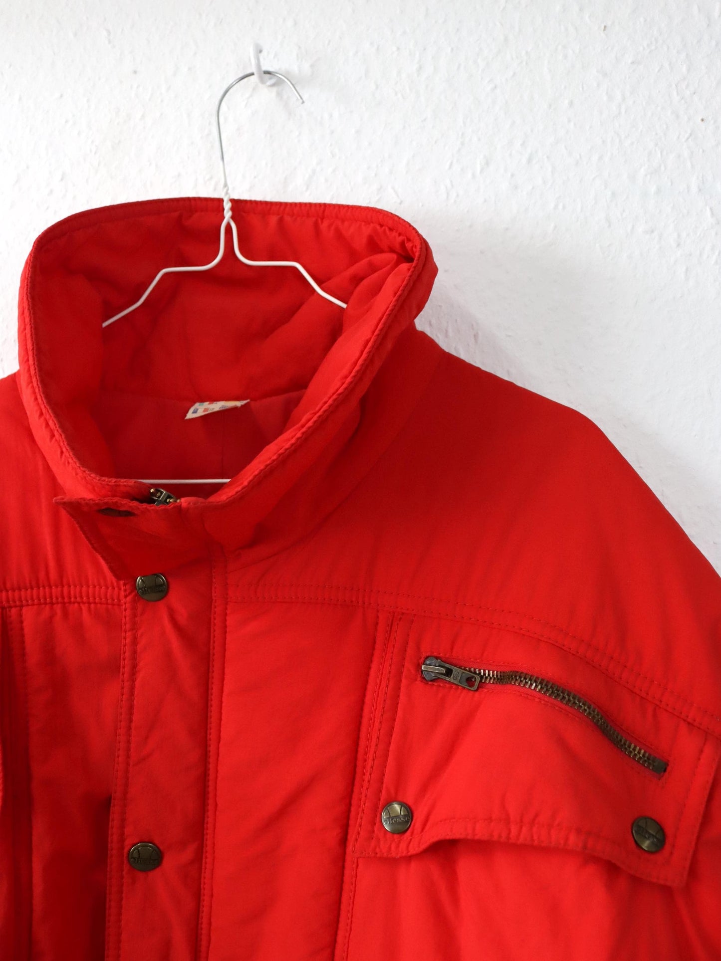 Vintage 80s 90s ELLESSE Winter Jacket Shoulder Pads Lined Red 48 M
