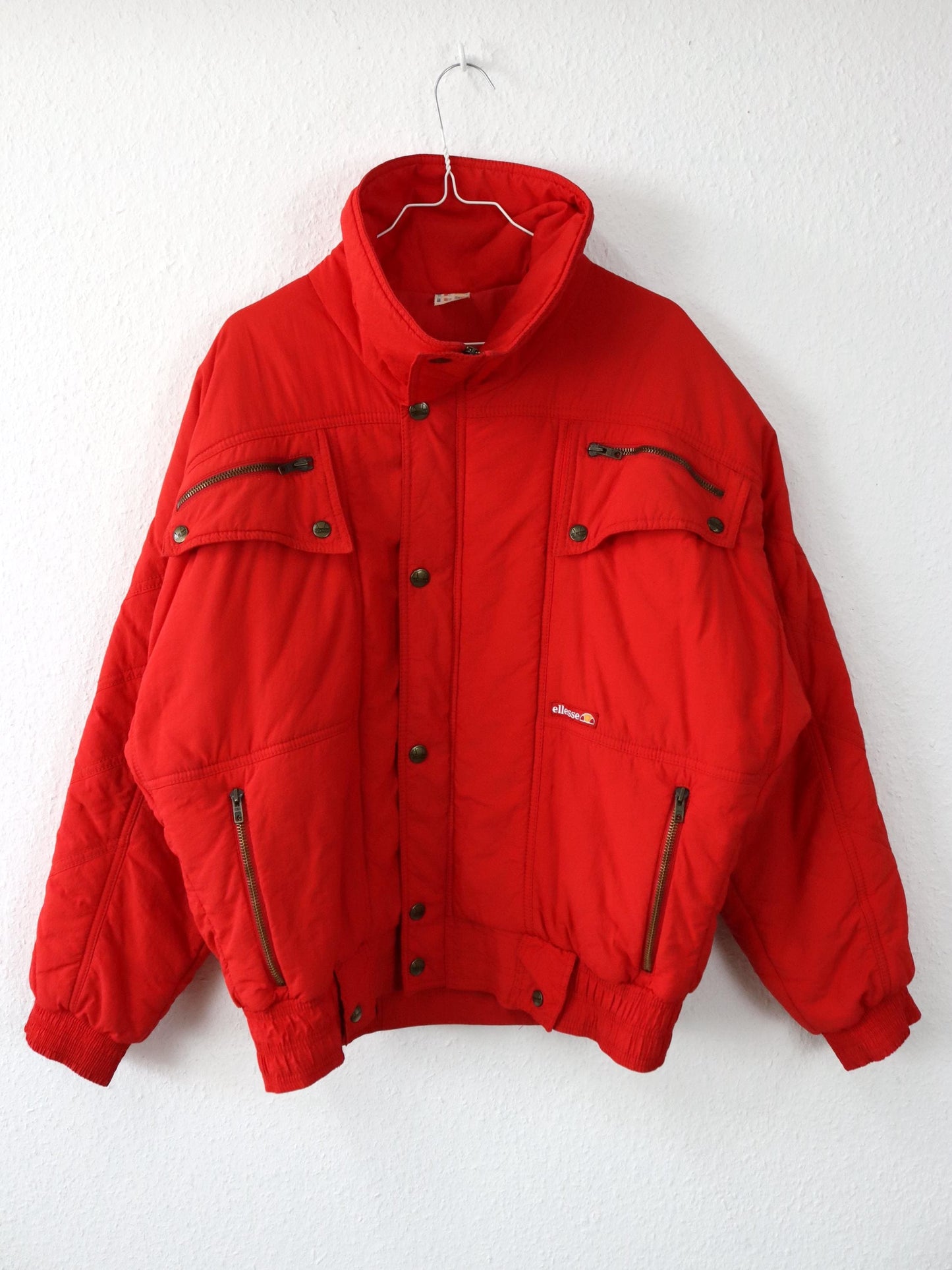 Vintage 80s 90s ELLESSE Winter Jacket Shoulder Pads Lined Red 48 M