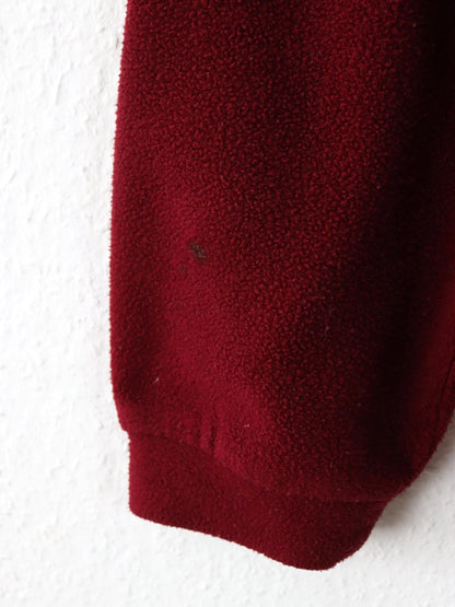Vintage 80er 90er THINK PINK Fleecepullover Stehkragen bordeaux Stickerei XXL