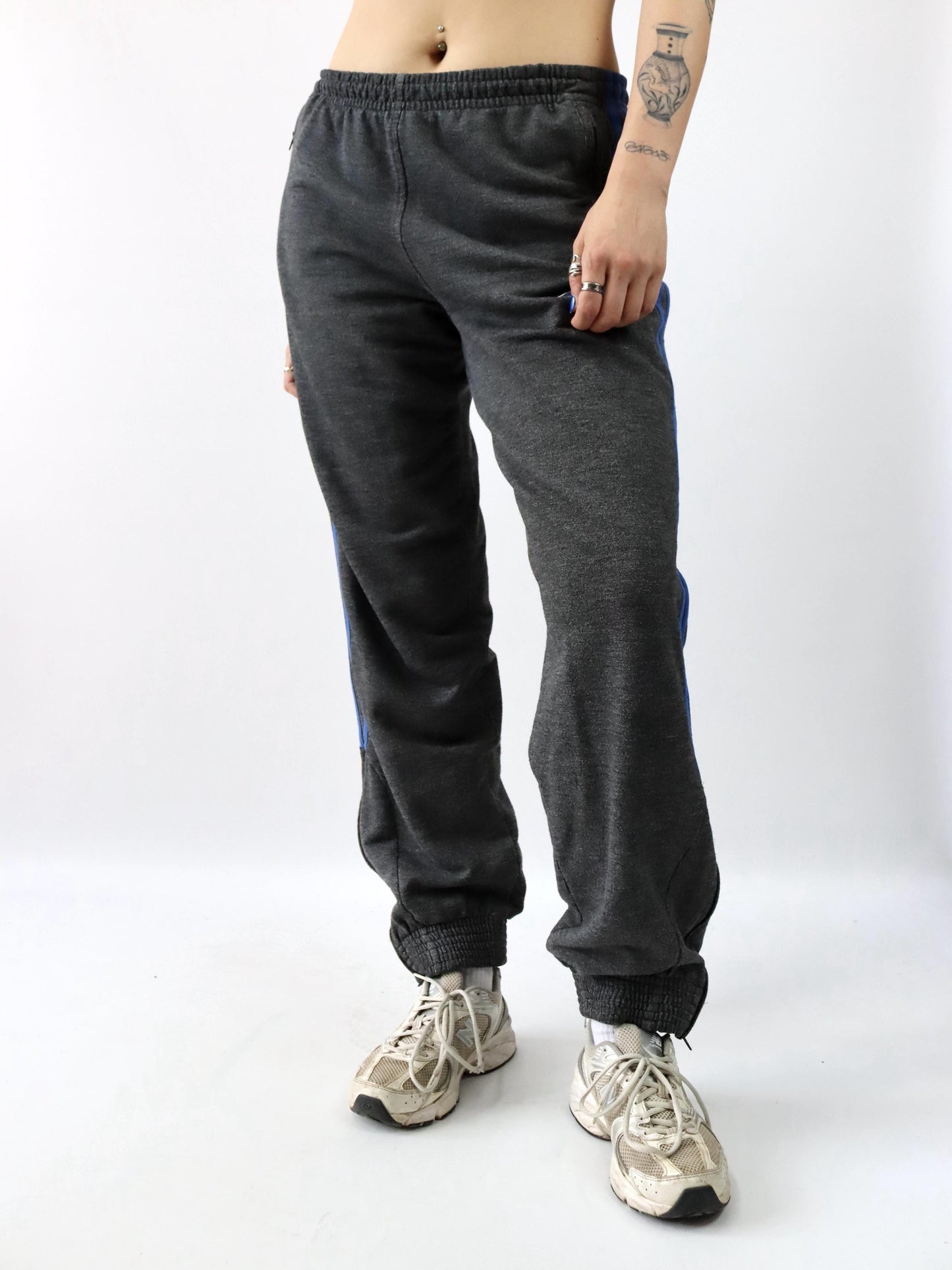 Vintage 80s 90s ADIDAS Track Pants Jogging Pants Heather Gray Blue D6 M