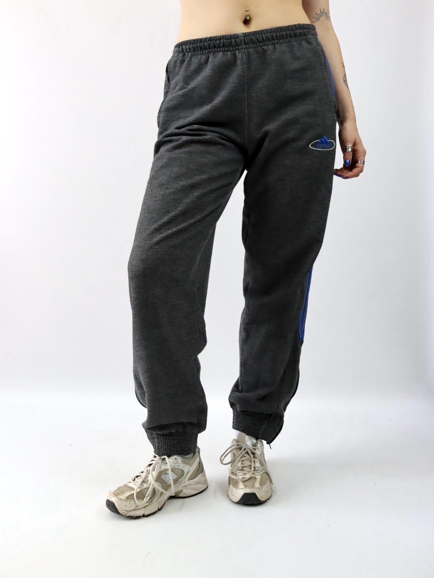 Vintage 80s 90s ADIDAS Track Pants Jogging Pants Heather Gray Blue D6 M