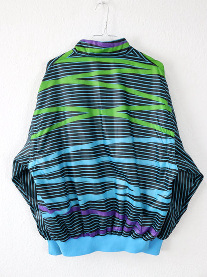 Vintage 80s 90s AUSTRALIAN Track Jacket Vest crazy pattern blue green purple 50 M/L